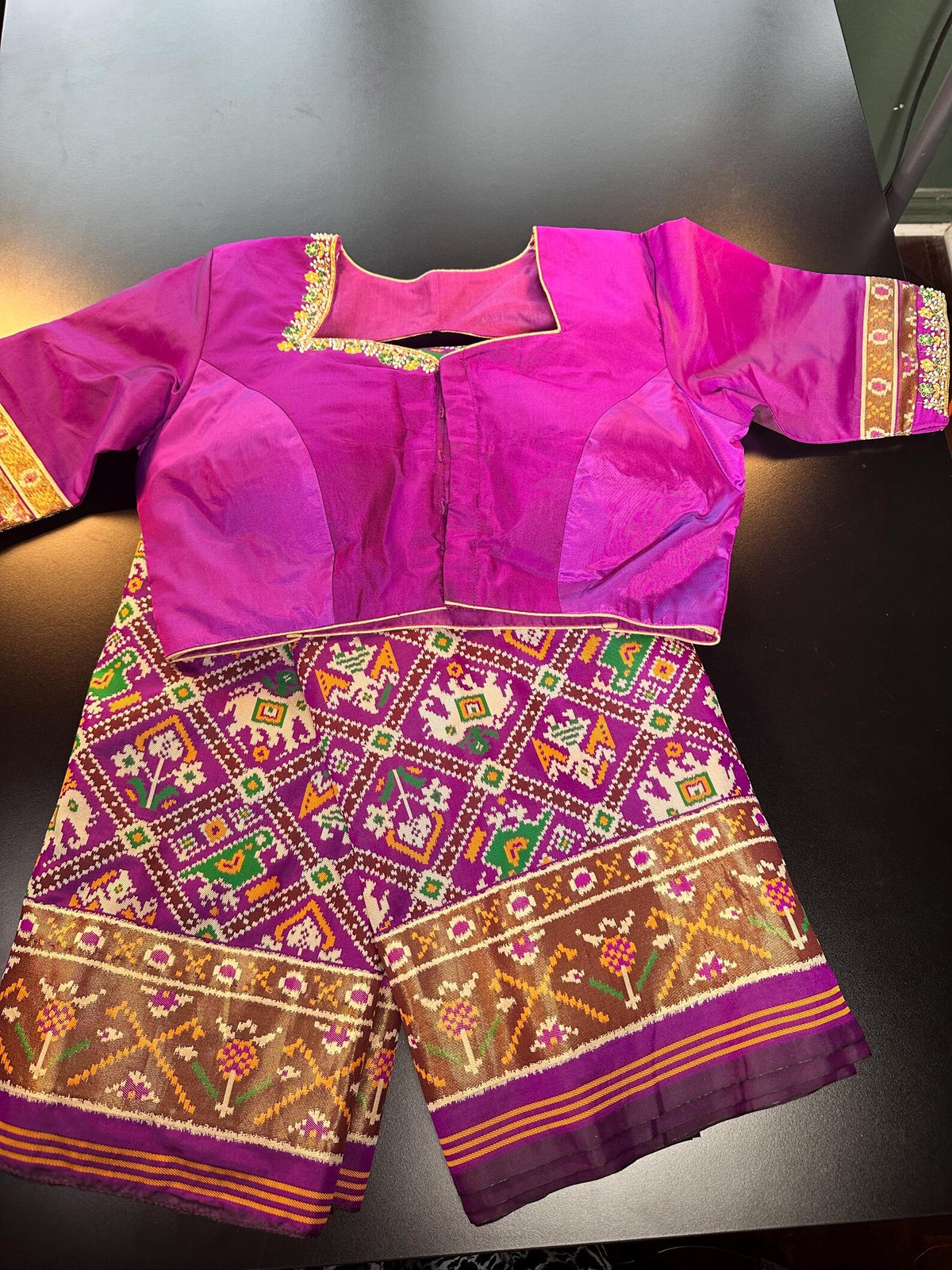 Patan Patola Silk Weaving Saree Purple | Authentic Handloom Indian Wedding Festive Wear with Stitched Blouse | Party Wear | Stitched Blouse Purple