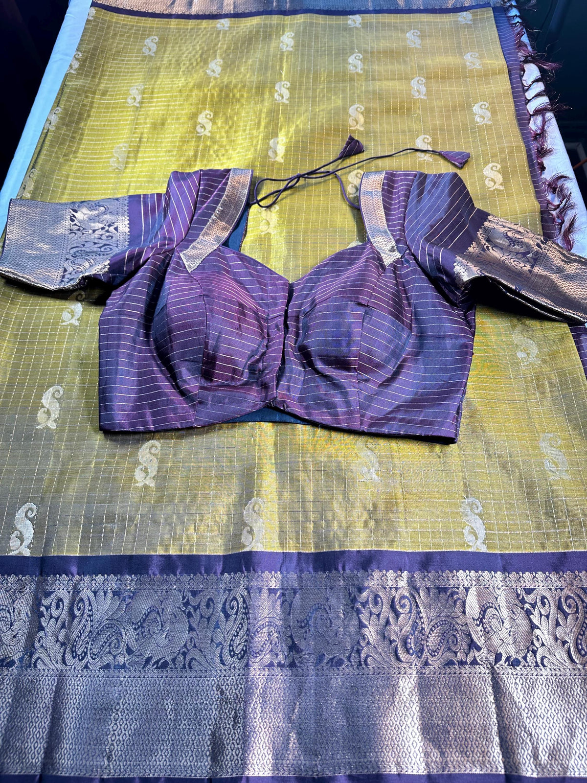 Handloom Kanchi Pattu Saree with Stitched Blouse