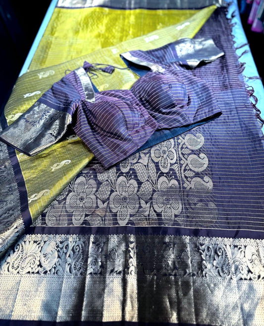 Handloom Kanchi Pattu Saree with Stitched Blouse