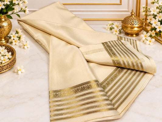 Semi Mysore Crape Silk Saree with Stitched Blouse | Normal wear, Festive, Party Saree, Other Colors Available| Indian S