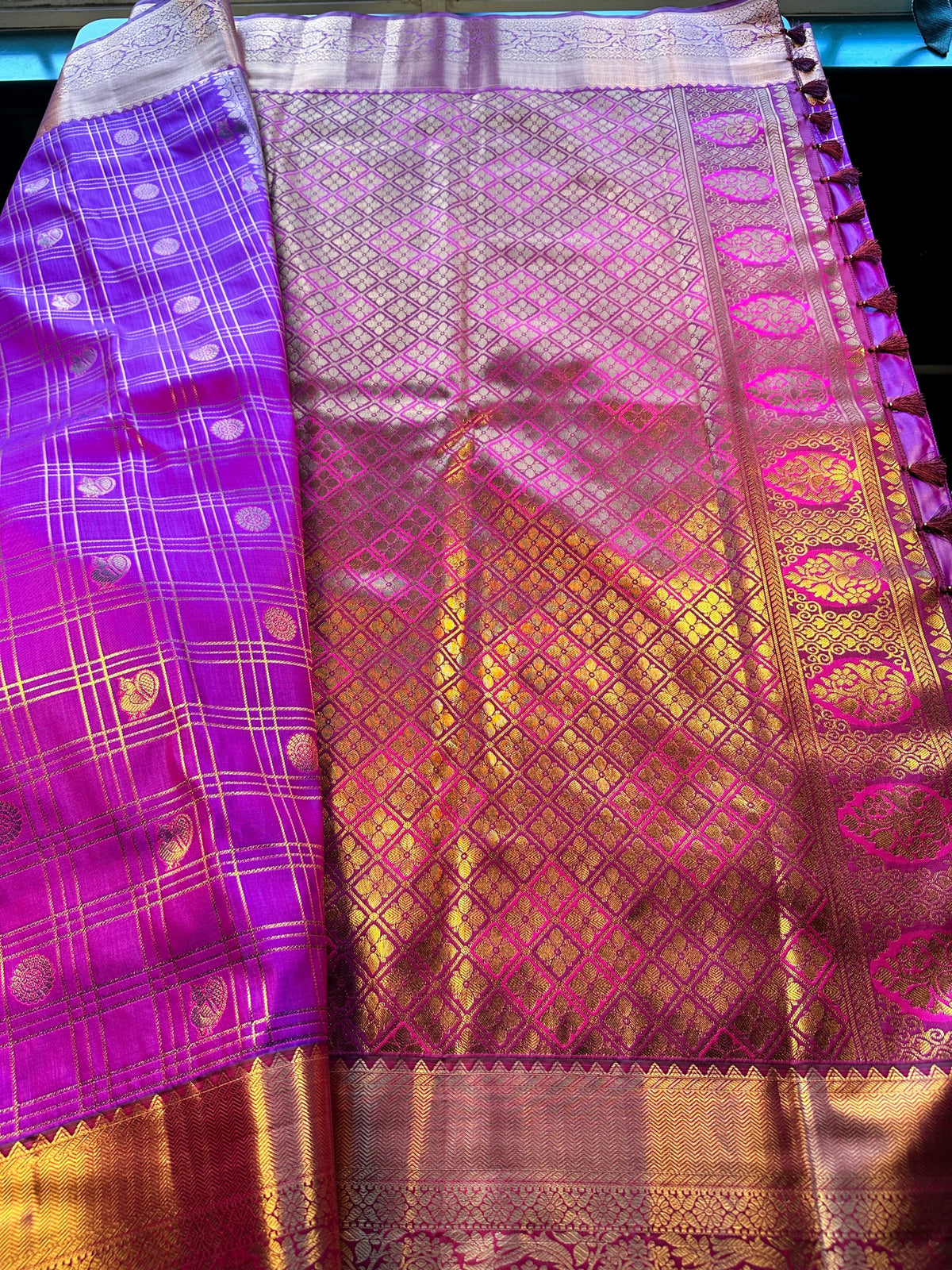Premium Kanjivaram Semi Silk Saree with Maggam Work Blouse, Ready-to-wear, Shipping from US, Partywear,  Wedding Saree.