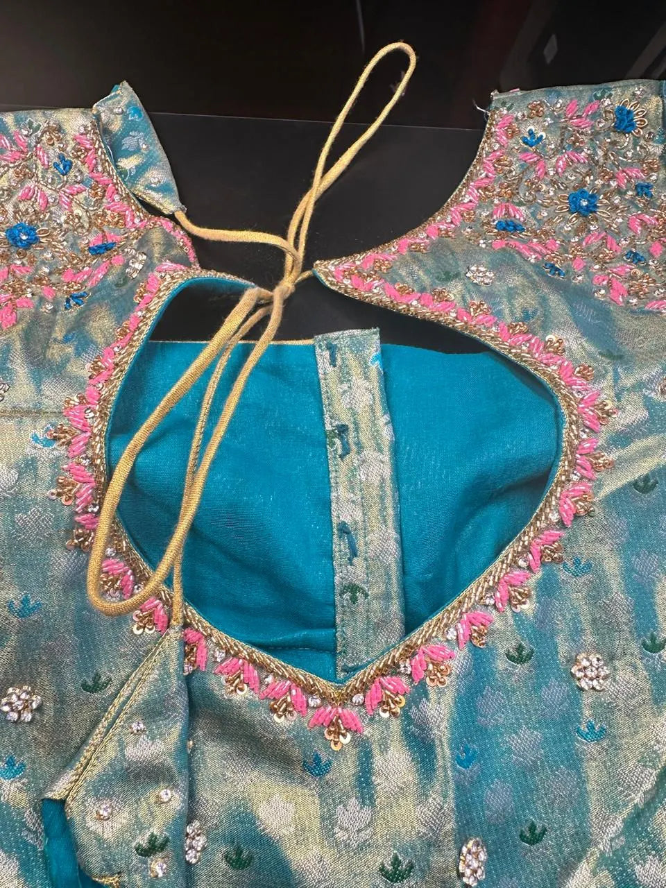 Traditional Kanchi Pattu Tissue Meenakari Semi Silk Saree | Pink Color, Zari weaving, Heavy Maggam Work Blouse, Shipping from USA Pink