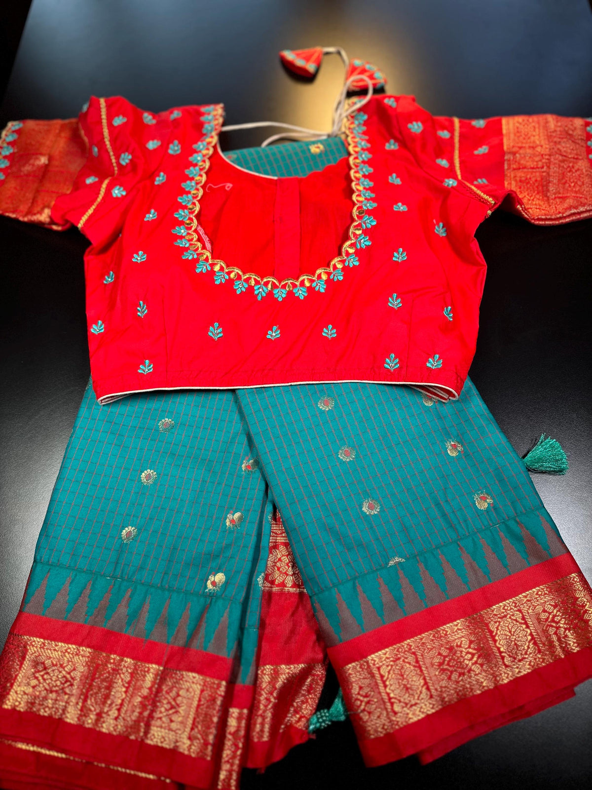 Premium Gadwal Silk Saree with Stitched Blouse, Ready-to-wear, USA Shipping, Partywear, Wedding Wear Saree.