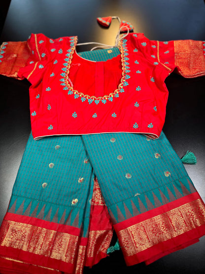 Premium Gadwal Silk Saree with Stitched Blouse, Ready-to-wear, USA Shipping, Partywear, Wedding Wear Saree.