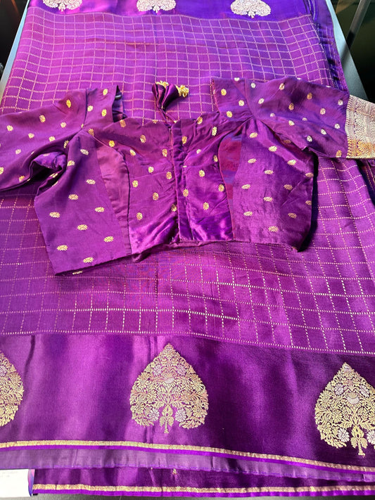 Handloom Matka Tussar Silk Saree with Stitched Blouse,  Ready-to-wear,  USA Shipping,  Partywear,  Wedding Wear Saree