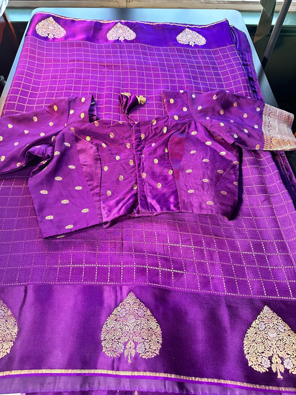 Handloom Matka Tussar Silk Saree with Stitched Blouse,  Ready-to-wear,  USA Shipping,  Partywear,  Wedding Wear Saree