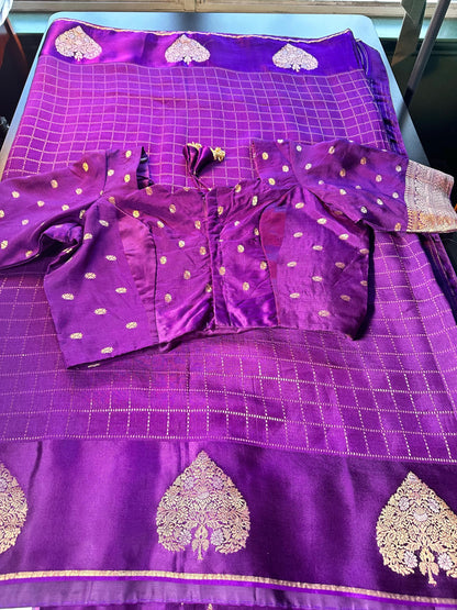 Handloom Matka Tussar Silk Saree with Stitched Blouse,  Ready-to-wear,  USA Shipping,  Partywear,  Wedding Wear Saree