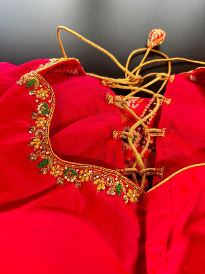 Handloom Patola Semi Saree Full weaving Handloom Saree | Maggam Work Blouse | Partywear Saree USA Ready to wear