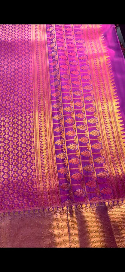 Kanjivaram Premium Silk Saree with stitched maggam work blouse. Partywear, Wedding Wear Saree, Shipping from USA