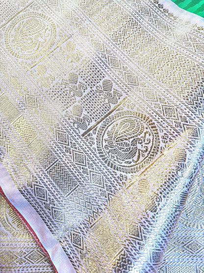 Gadwal Premium Semi Silk Saree with Maggam Work Sleeveless Blouse, Ready-to-wear, USA Shipping, Partywear, Wedding Wear Saree.