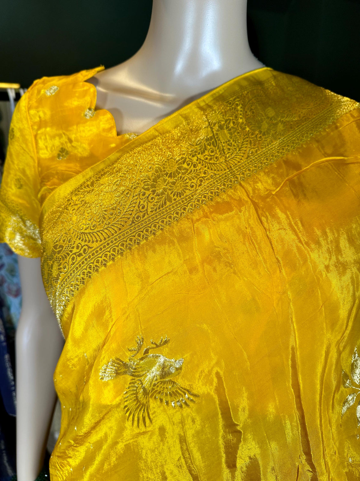 HO Crape Silk Saree  with Weaving Pallu & Stitched Designer Blouse  | Party Wear Saree with Blouse