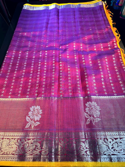 Handloom Traditional Kuppadam Pattu Silk Saree with Blouse. Partywear, Wedding Wear Saree, Shipping from USA