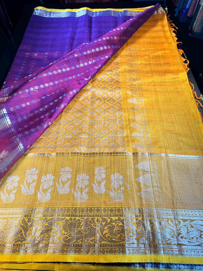 Handloom Traditional Kuppadam Pattu Silk Saree with Blouse. Partywear, Wedding Wear Saree, Shipping from USA