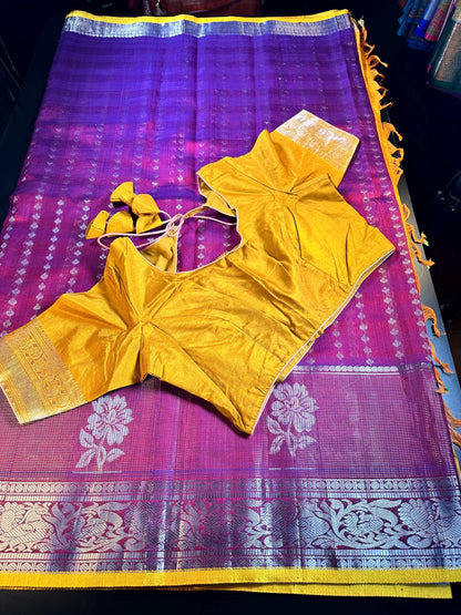 Handloom Traditional Kuppadam Pattu Silk Saree with Blouse. Partywear, Wedding Wear Saree, Shipping from USA