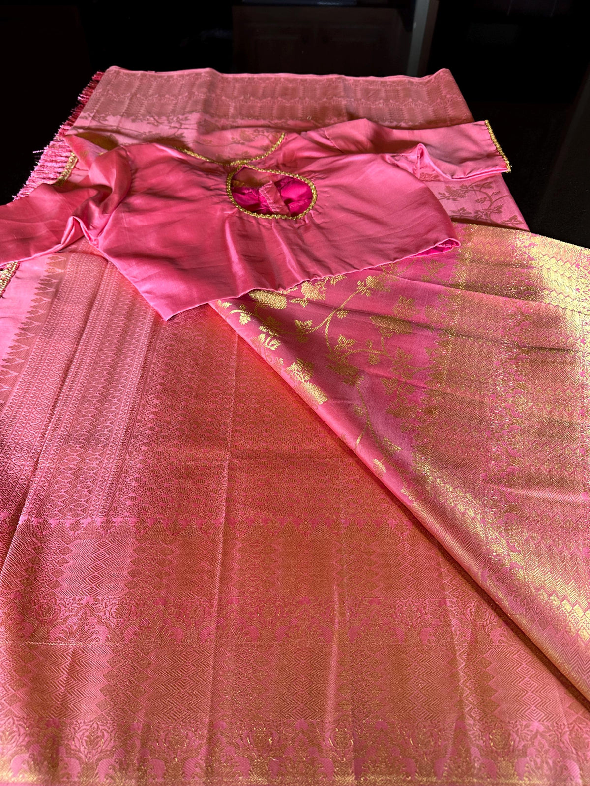 Handloom Kanjivaram Pure Silk Saree with Stitched Blouse, Partywear,  Wedding Wear Saree, Shipping from USA