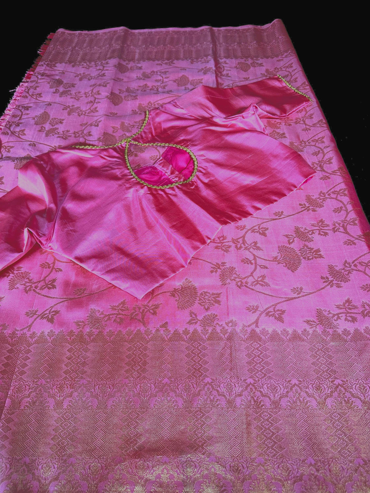 Handloom Kanjivaram Pure Silk Saree with Stitched Blouse, Partywear,  Wedding Wear Saree, Shipping from USA