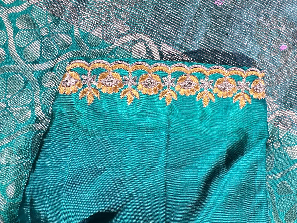Handloom Pure Kanjivaram Silk Saree with Stitched Blouse | Wedding Saree With Stitched Blouse | Indian Party Wear Saree