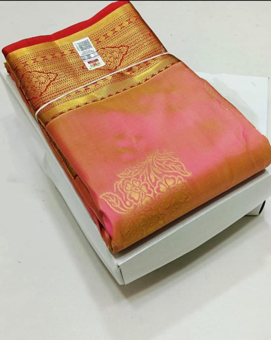 Handloom Kanjivaram Pure Silk Saree Kanchi Pattu Saree, Stitched Blouse, Partywear, Wedding Saree, Shipping from USA
