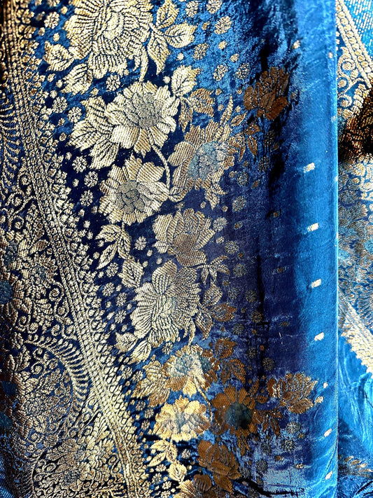 Kanchi Pattu Premium Semi Silk Saree with Stitched Maggam Work Blouse. Ready to wear. Shipping from USA