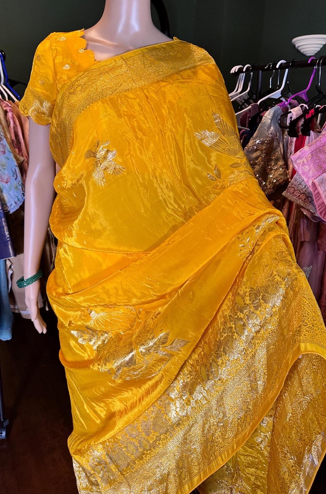 HO Crape Silk Saree  with Weaving Pallu & Stitched Designer Blouse  | Party Wear Saree with Blouse