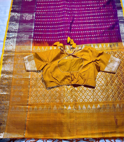 Handloom Traditional Kuppadam Pattu Silk Saree with Blouse. Partywear, Wedding Wear Saree, Shipping from USA