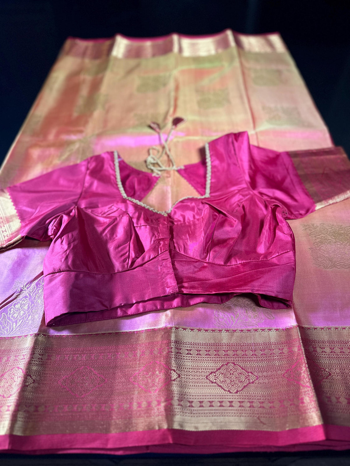 Handloom Kanjivaram Pure Silk Saree Kanchi Pattu Saree, Stitched Blouse, Partywear, Wedding Saree, Shipping from USA