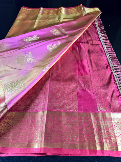 Handloom Kanjivaram Pure Silk Saree Kanchi Pattu Saree, Stitched Blouse, Partywear, Wedding Saree, Shipping from USA