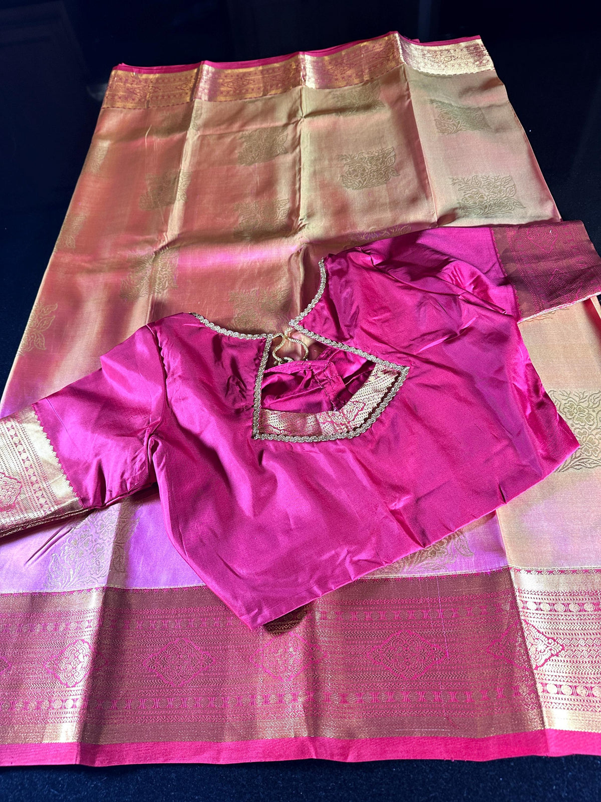 Handloom Kanjivaram Pure Silk Saree Kanchi Pattu Saree, Stitched Blouse, Partywear, Wedding Saree, Shipping from USA