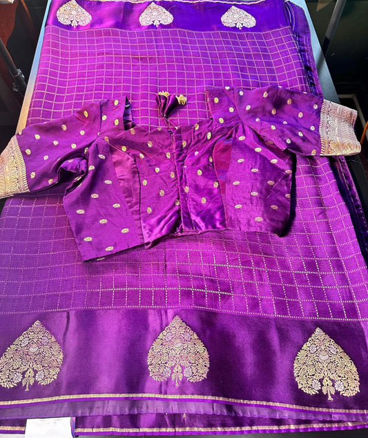 Handloom Matka Tussar Silk Saree with Stitched Blouse,  Ready-to-wear,  USA Shipping,  Partywear,  Wedding Wear Saree