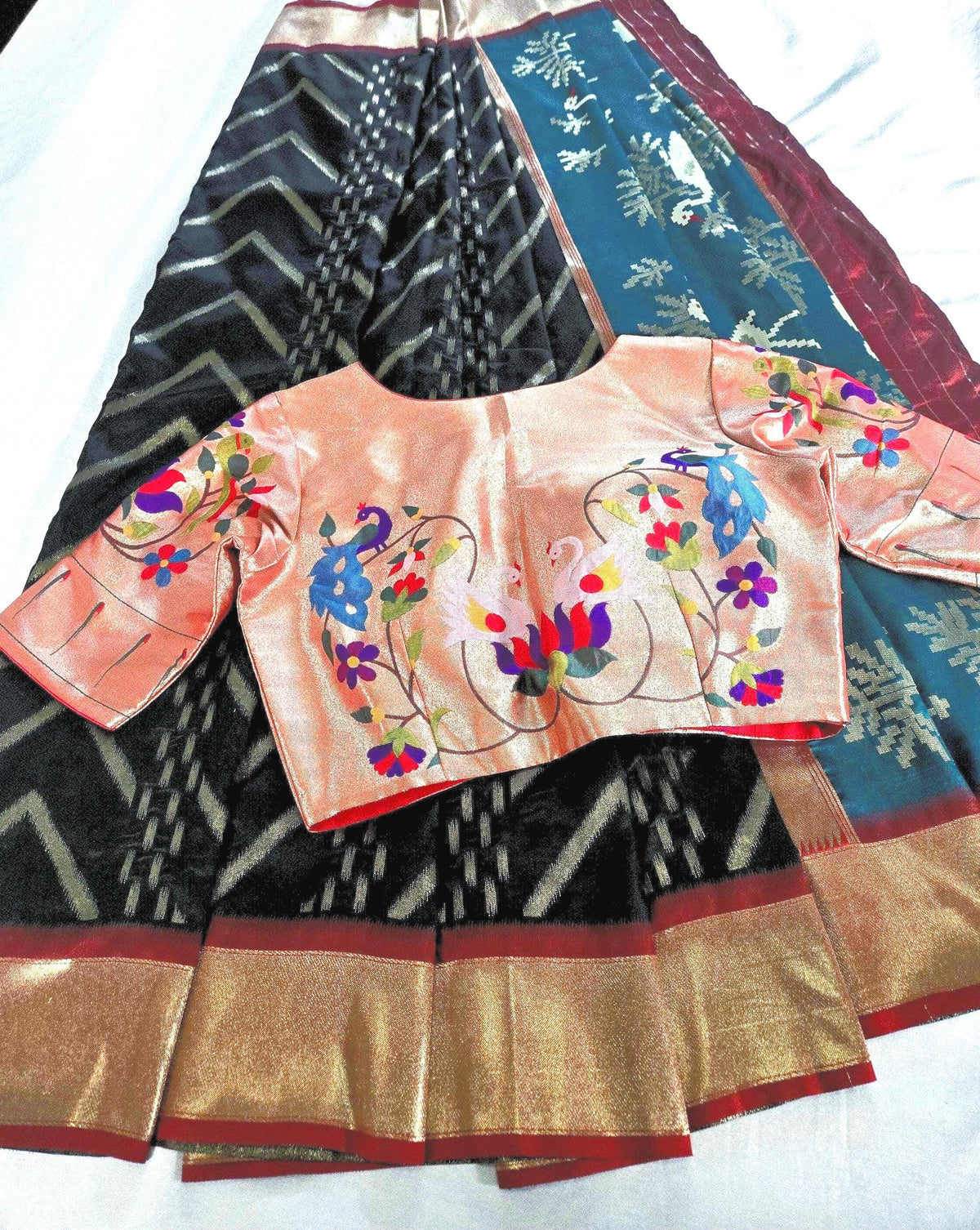 Paithani Banarasi Semi Silk Saree with Paithani Blouse, Partywear, Wedding Wear Saree, Shipping from USA