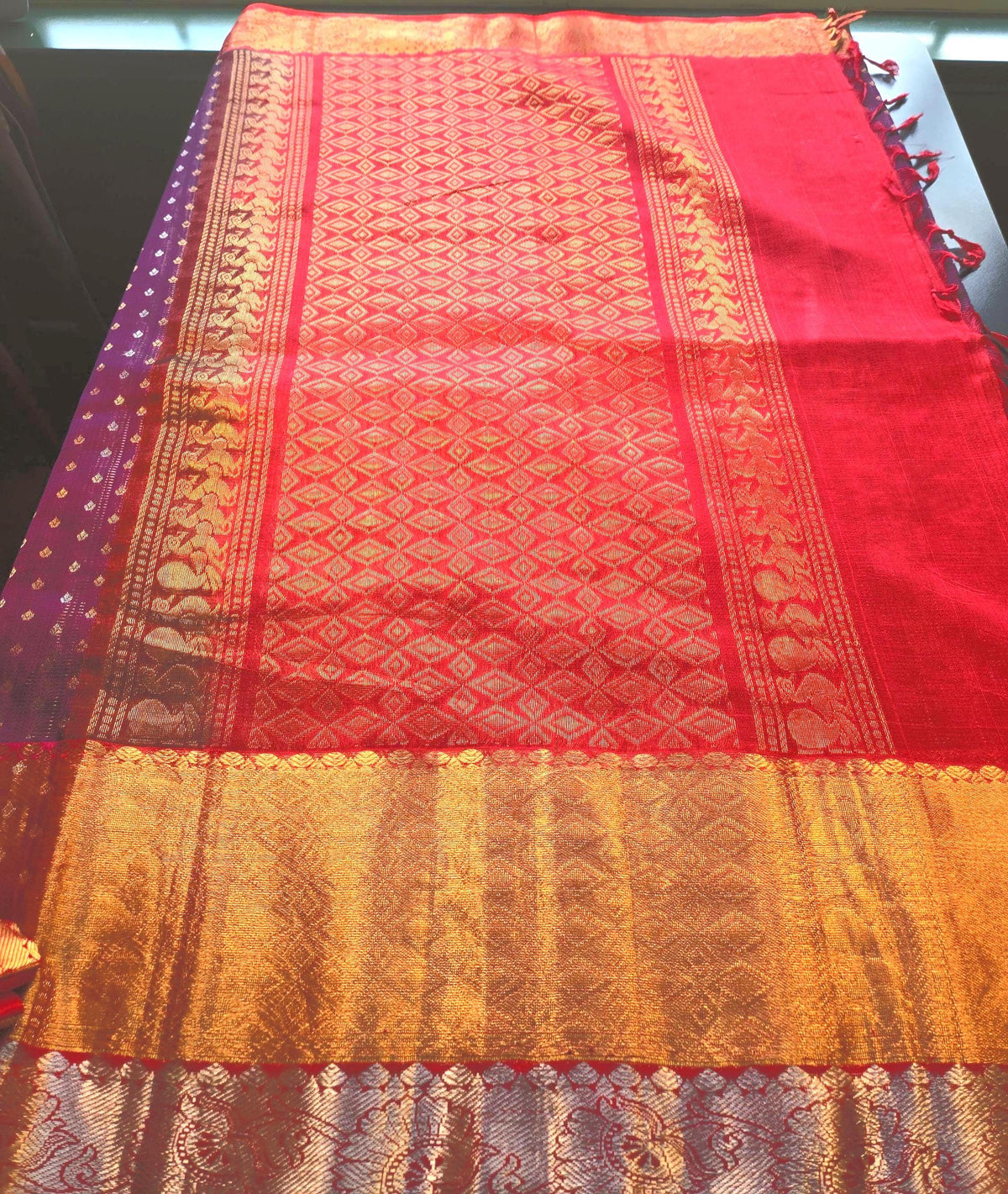 Handloom Traditional Pure Kuppadam Pattu Saree with Stitched Blouse. Partywear, Wedding Wear Saree,Shipping from USA