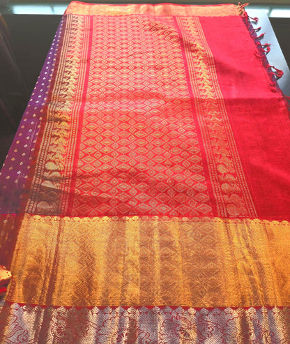 Handloom Traditional Pure Kuppadam Pattu Saree with Stitched Blouse. Partywear, Wedding Wear Saree,Shipping from USA