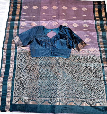 Handloom Light Weight Kanjivaram Silk Saree with Stitched Blouse | Wedding Saree With Stitched Blouse | Indian Party Wear Saree