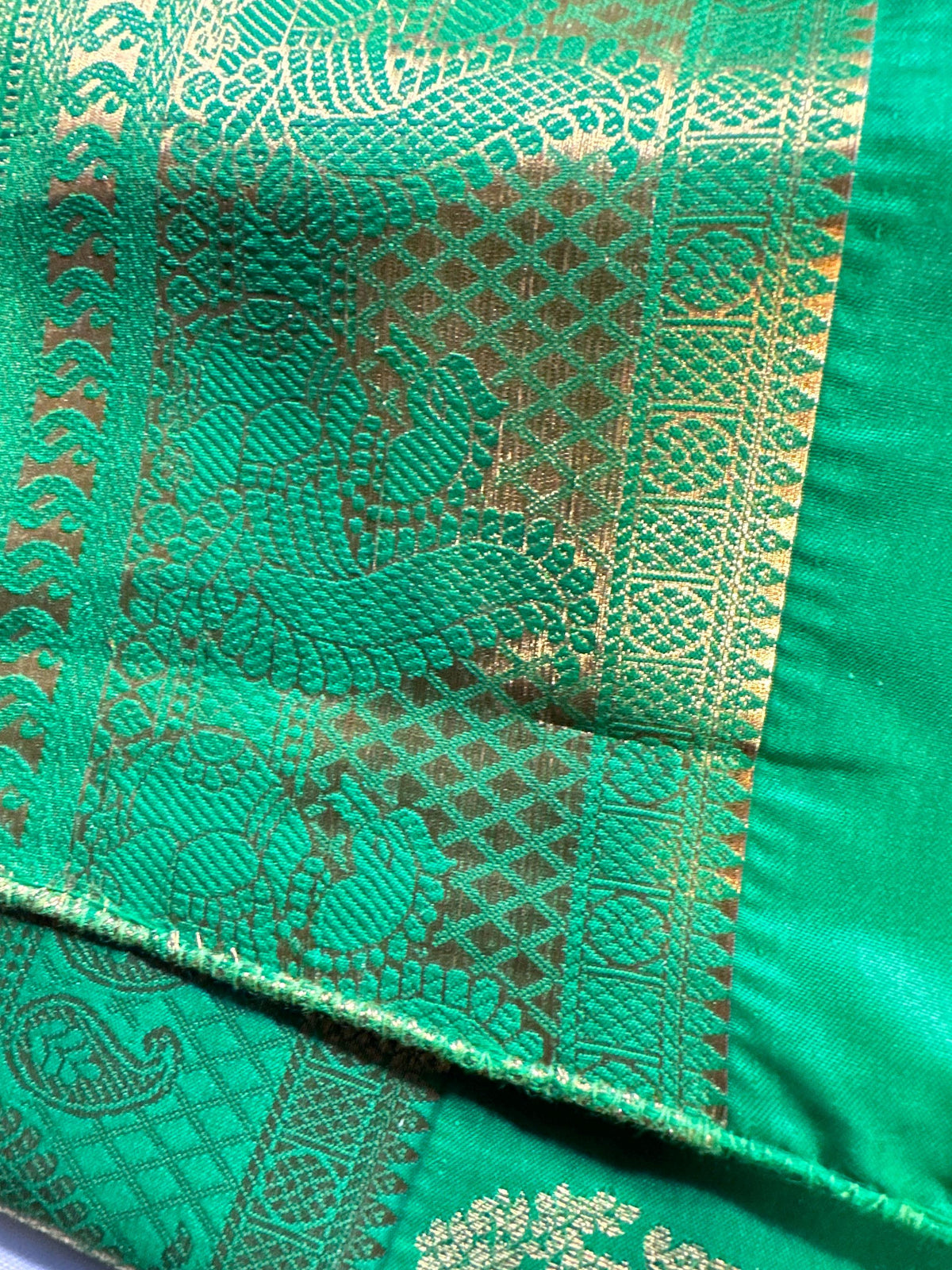 Kanjivaram Premium Semi Silk Saree with Maggam Work Blouse, Ready-to-wear, Shipping from USA