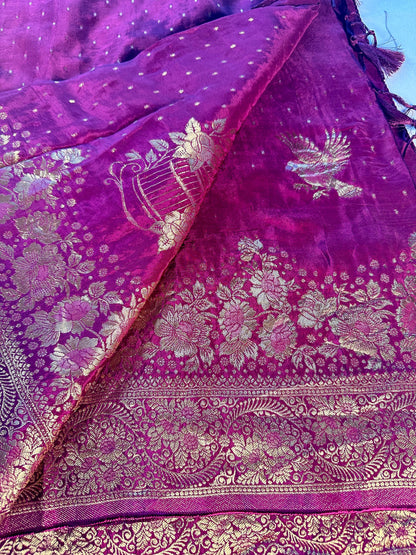 HO Crape Silk Saree with Weaving Pallu & Stitched Designer Collor Neck Blouse, Ready to wear. Dark Maroon Saree Shipping from USA