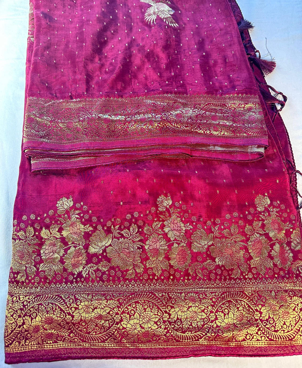 HO Crape Silk Saree with Weaving Pallu & Stitched Designer Collor Neck Blouse, Ready to wear. Dark Maroon Saree Shipping from USA