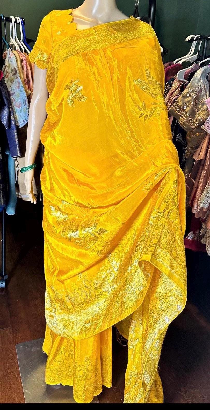 HO Crape Silk Saree  with Weaving Pallu & Stitched Designer Blouse  | Party Wear Saree with Blouse
