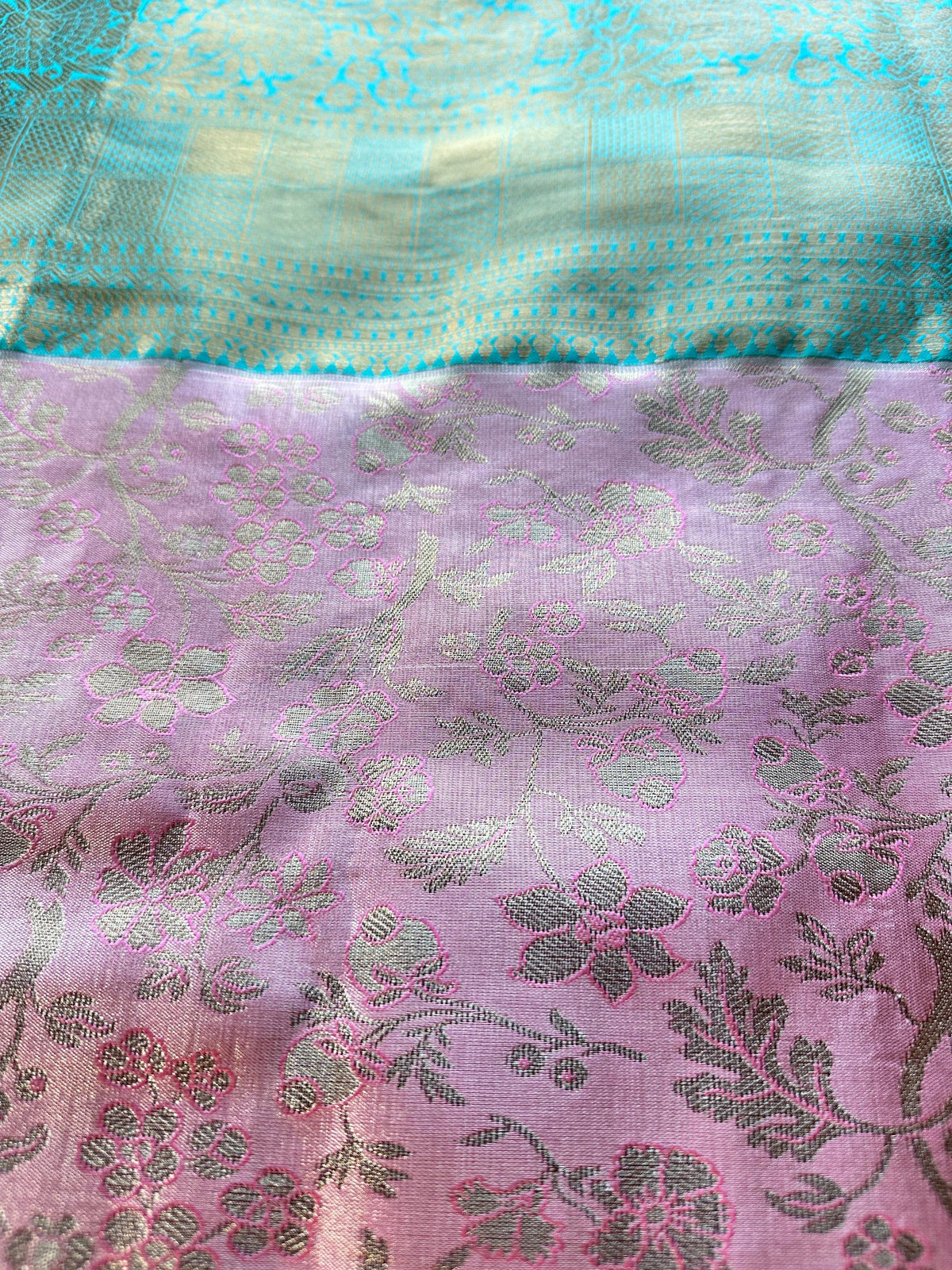 Kanjivaram Semi Silk Saree with Stitched Maggam Work Blouse | Indian Wedding Saree | Ships From USA