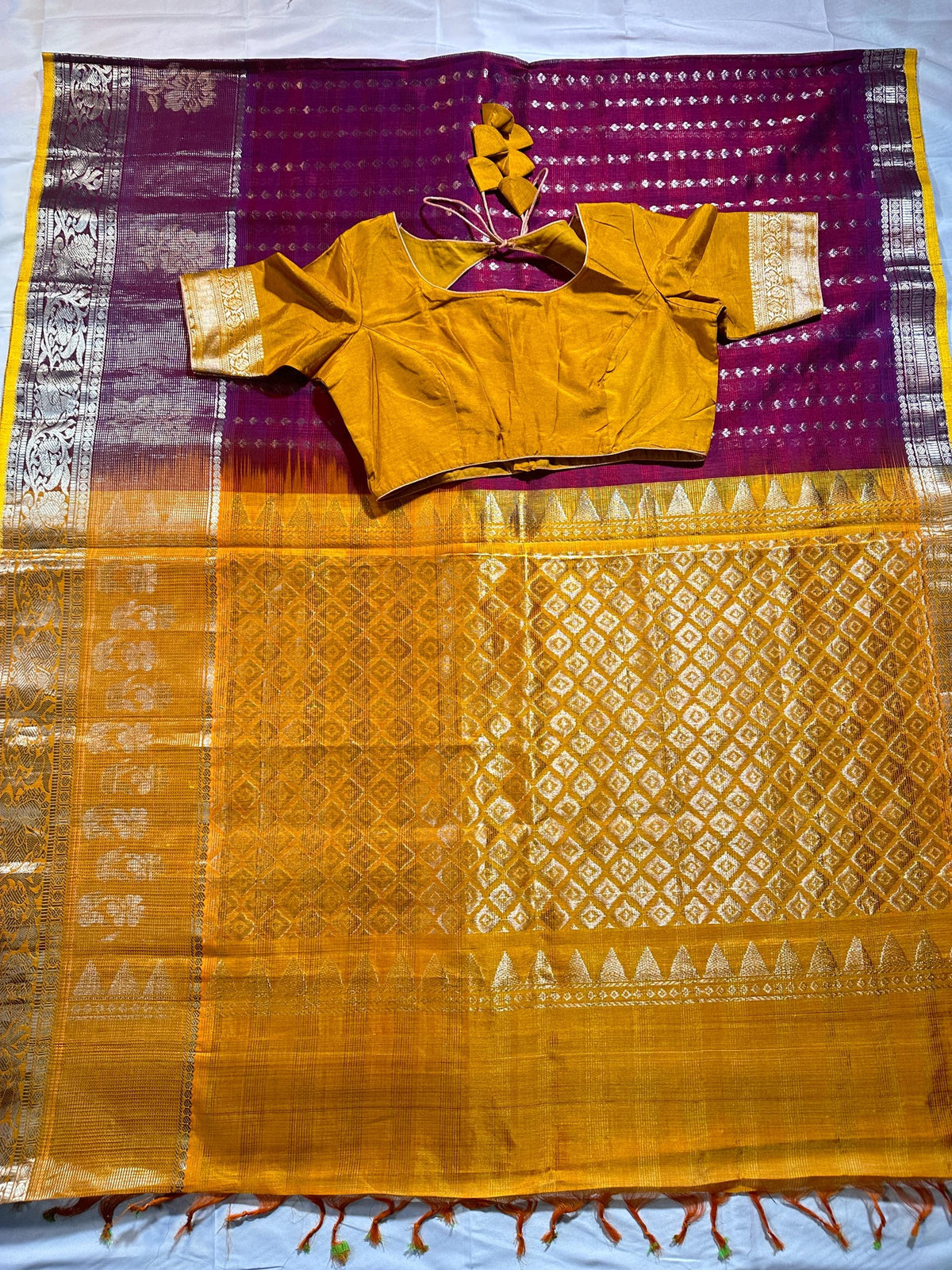 Handloom Traditional Kuppadam Pattu Silk Saree with Blouse. Partywear, Wedding Wear Saree, Shipping from USA