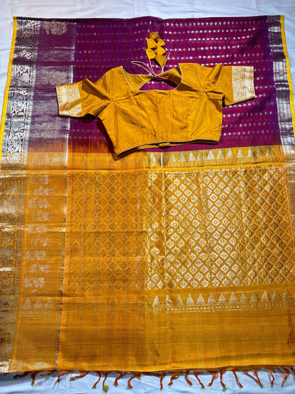 Handloom Traditional Kuppadam Pattu Silk Saree with Blouse. Partywear, Wedding Wear Saree, Shipping from USA