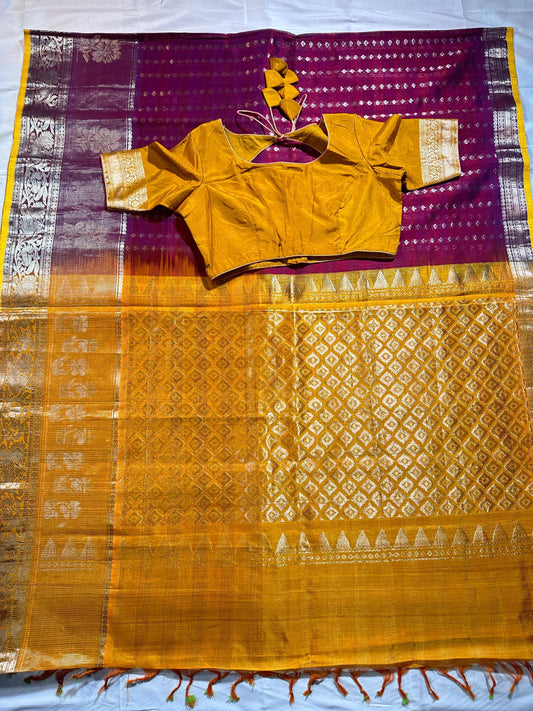 Handloom Traditional Kuppadam Pattu Silk Saree with Blouse. Partywear, Wedding Wear Saree, Shipping from USA