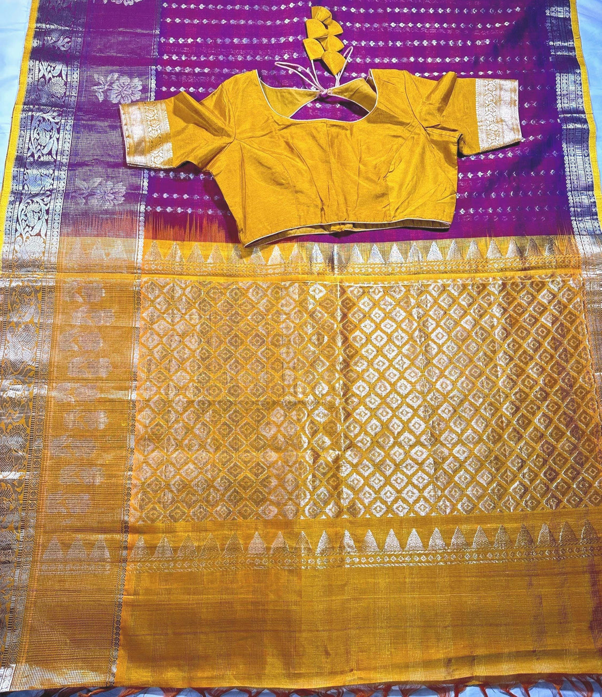 Handloom Traditional Kuppadam Pattu Silk Saree with Blouse. Partywear, Wedding Wear Saree, Shipping from USA