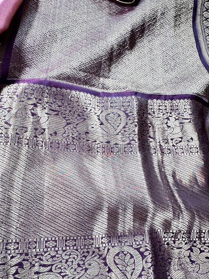 Handloom Kanjivaram Silk Saree with Stitched Blouse, Shipping from USA, Partywear Saree Ready to wear