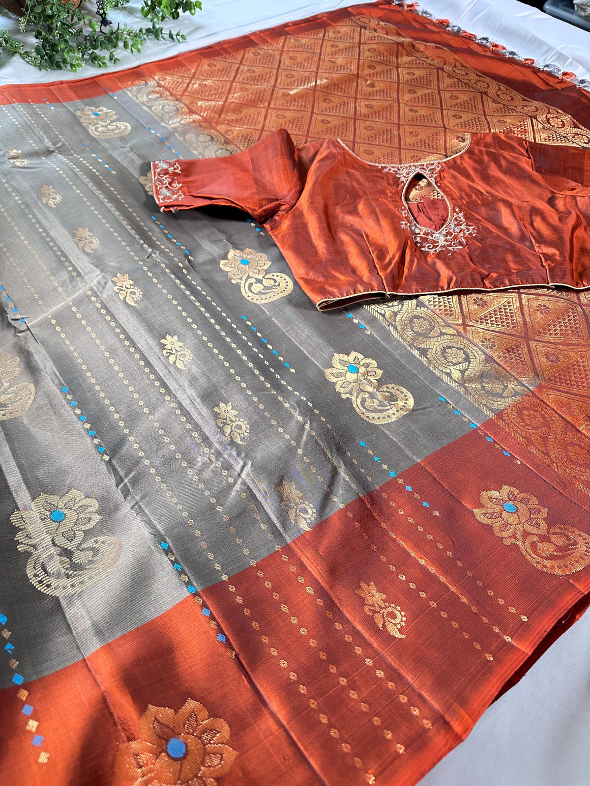 Handloom Kanjivaram Pure Silk Saree with Stitched Blouse | Wedding Saree With Stitched Blouse | Indian Party Wear Saree
