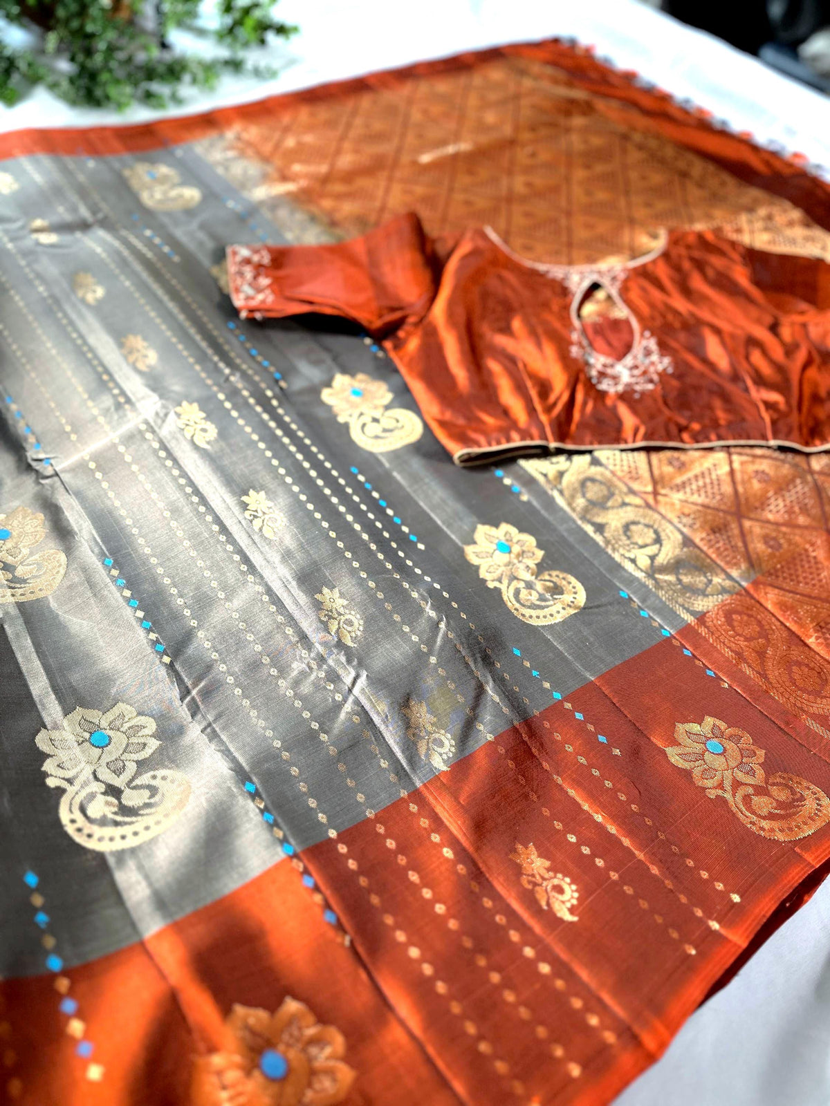 Handloom Kanjivaram Pure Silk Saree with Stitched Blouse | Wedding Saree With Stitched Blouse | Indian Party Wear Saree