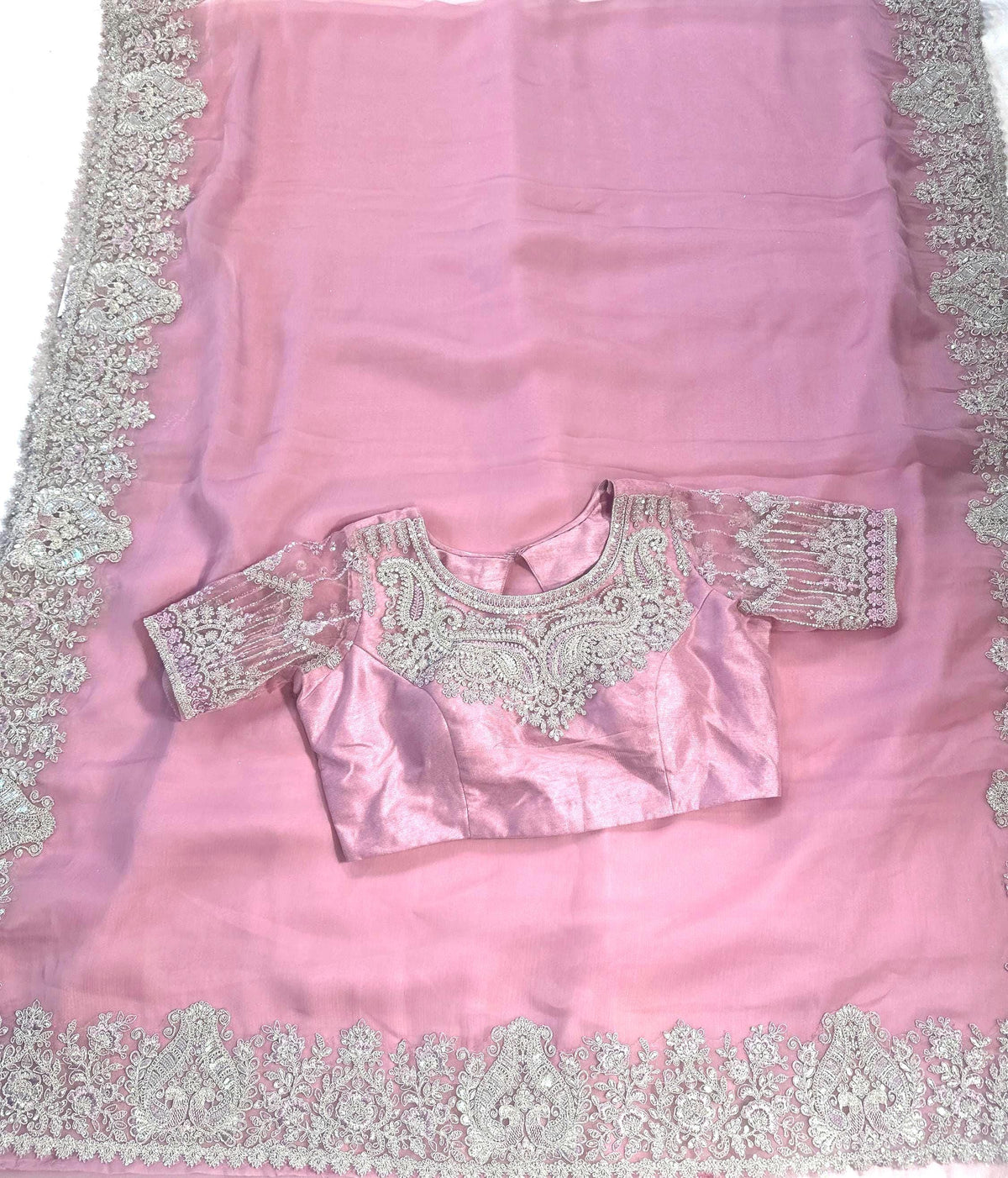 Elegant Party Wear Saree Pure Crape Silk with Stitched Designer Blouse | Wedding Festival Traditional Saree | Ships from USA