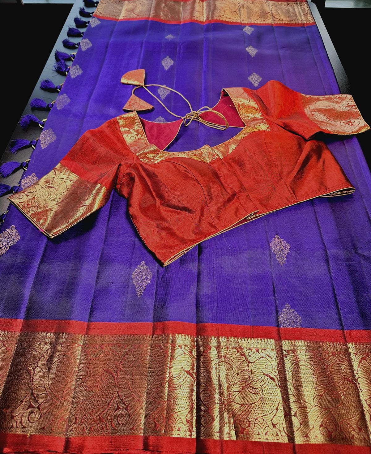Handloom Kanjivaram Silk Saree with Stitched Blouse | Wedding Saree With Stitched Blouse | Indian Party Wear Saree