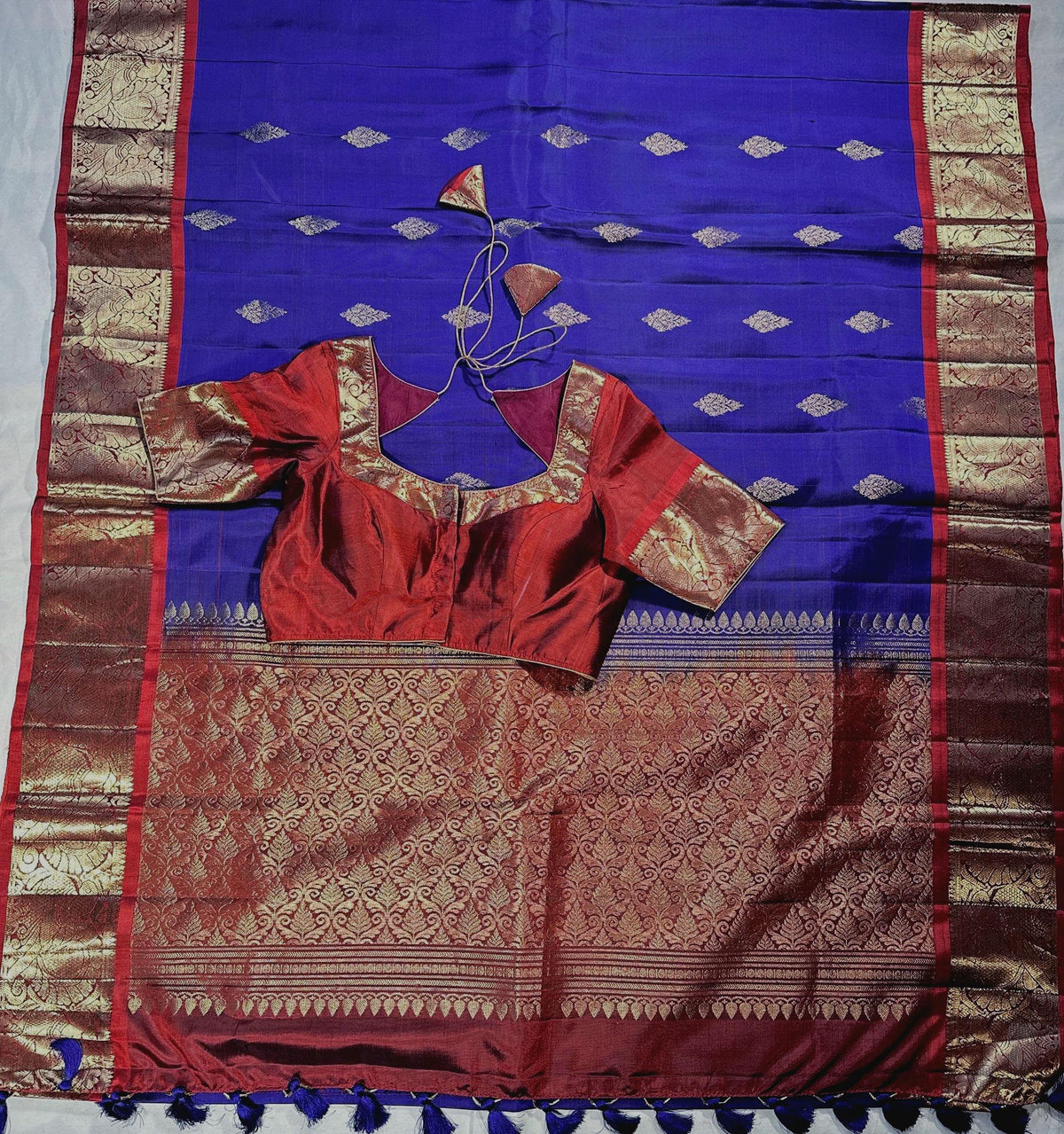 Handloom Kanjivaram Silk Saree with Stitched Blouse | Wedding Saree With Stitched Blouse | Indian Party Wear Saree
