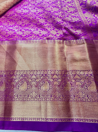 Kanjivaram Premium Semi Silk Saree with Stitched Maggam Work Blouse | Indian Wedding Saree | Ships From USA