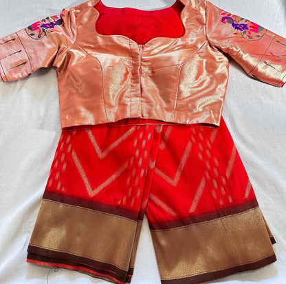 Paithani Banarasi Semi Silk Saree with Paithani Blouse, Partywear, Wedding Wear Saree, Shipping from USA